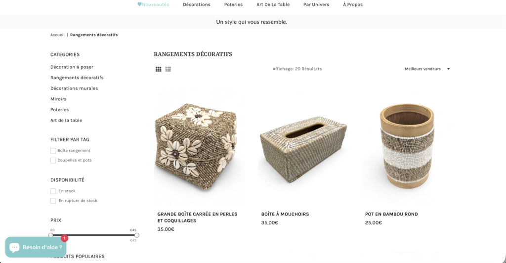 Page produits site internet rêves d'ailleurs 83