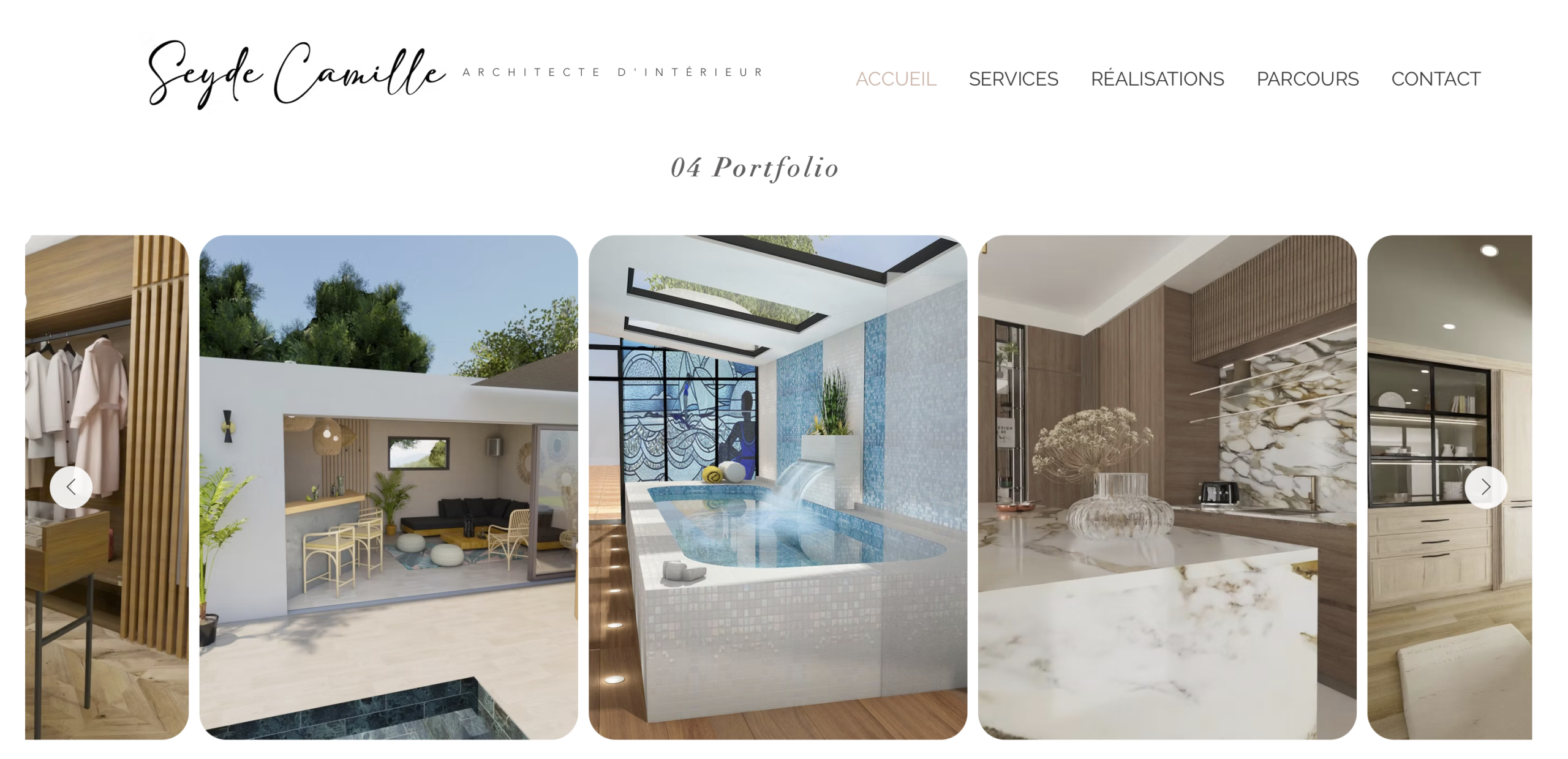 Onglet portfolio site internet Seyde Camille