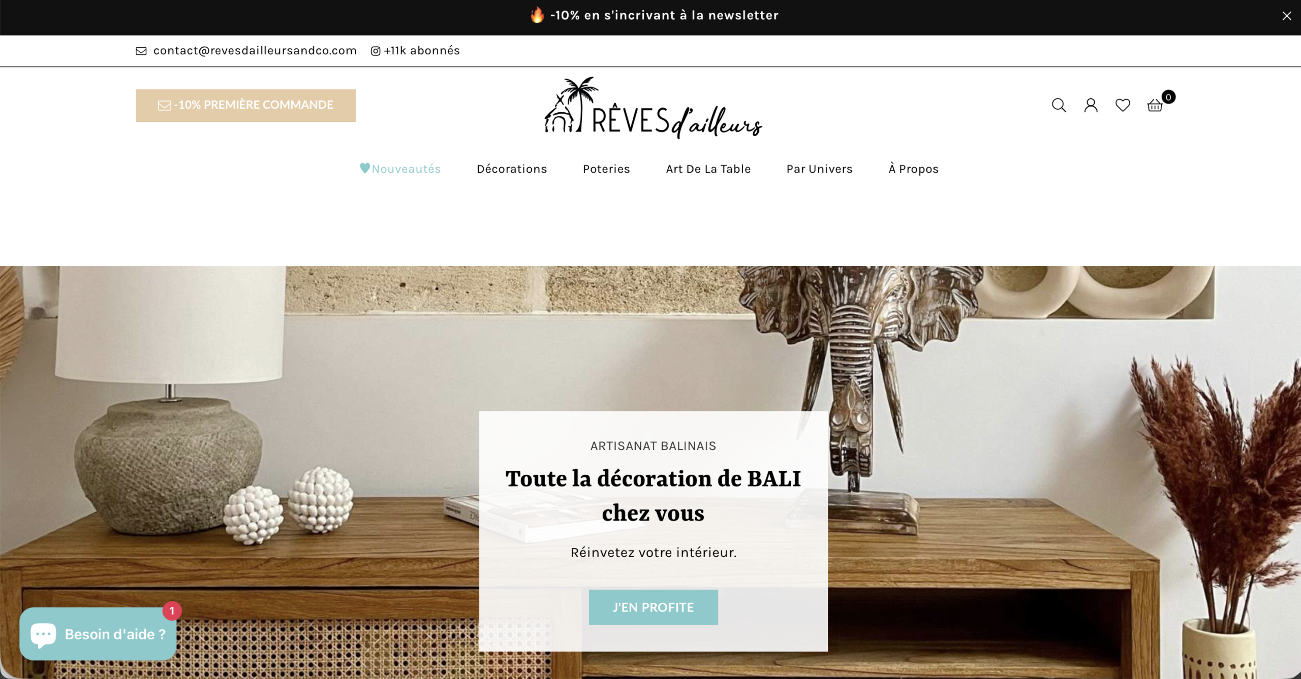 Page d'accueil site internet rêves d'ailleurs 83